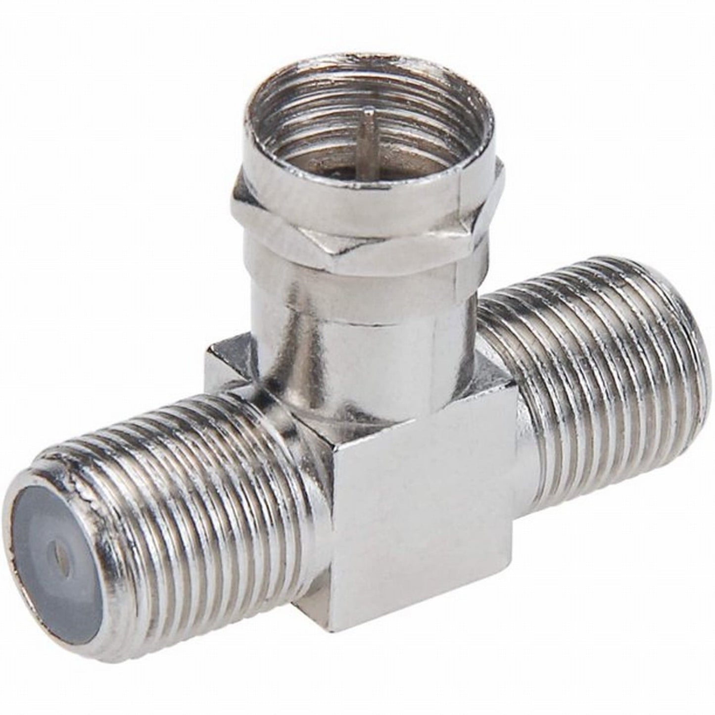 Cable Tv Connector F Tee Head One Two Female Inch Cable Is Connected To The Connector Silver V1189-LWWAL-20260325-02804