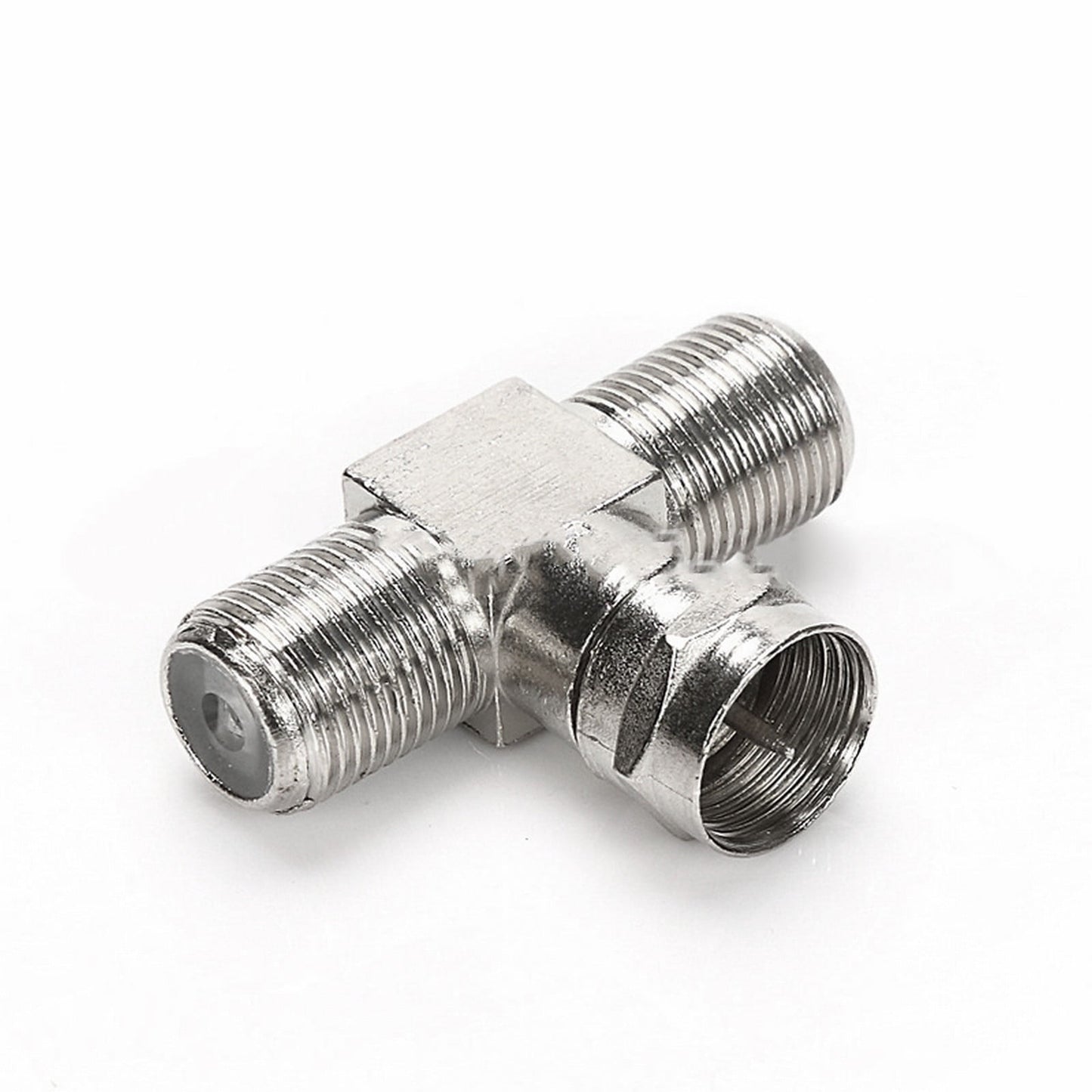Cable Tv Connector F Tee Head One Two Female Inch Cable Is Connected To The Connector Silver V1189-LWWAL-20260325-02804