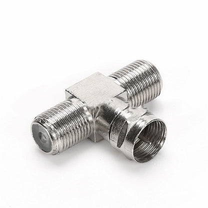 Cable Tv Connector F Tee Head One Two Female Inch Cable Is Connected To The Connector Silver V1189-LWWAL-20260325-02804