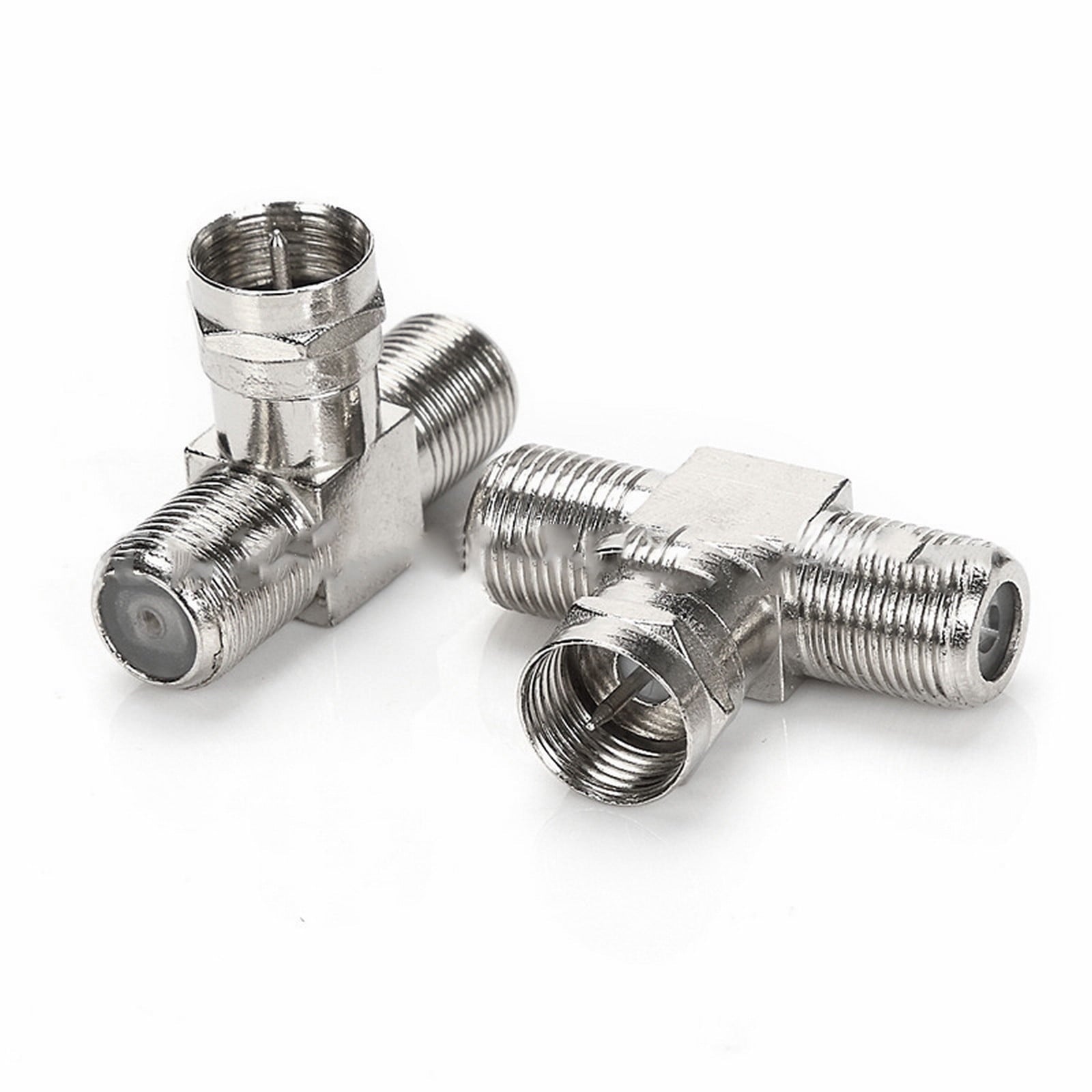 Cable Tv Connector F Tee Head One Two Female Inch Cable Is Connected To The Connector Silver V1189-LWWAL-20260325-02804