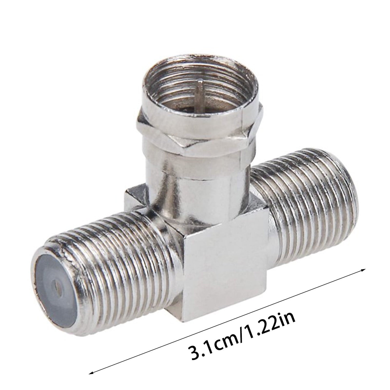 Cable Tv Connector F Tee Head One Two Female Inch Cable Is Connected To The Connector Silver V1189-LWWAL-20260325-02804
