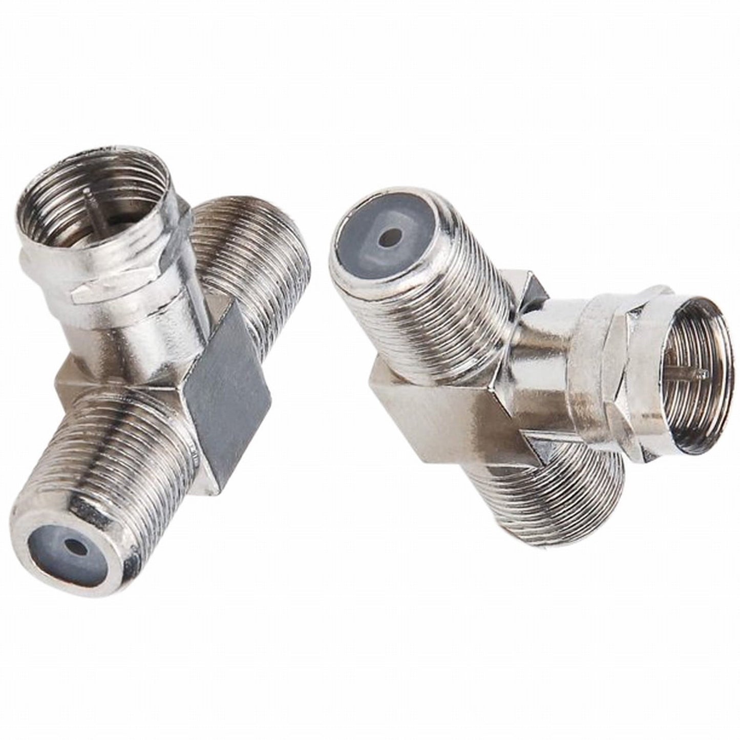Cable Tv Connector F Tee Head One Two Female Inch Cable Is Connected To The Connector Silver V1189-LWWAL-20260325-02804