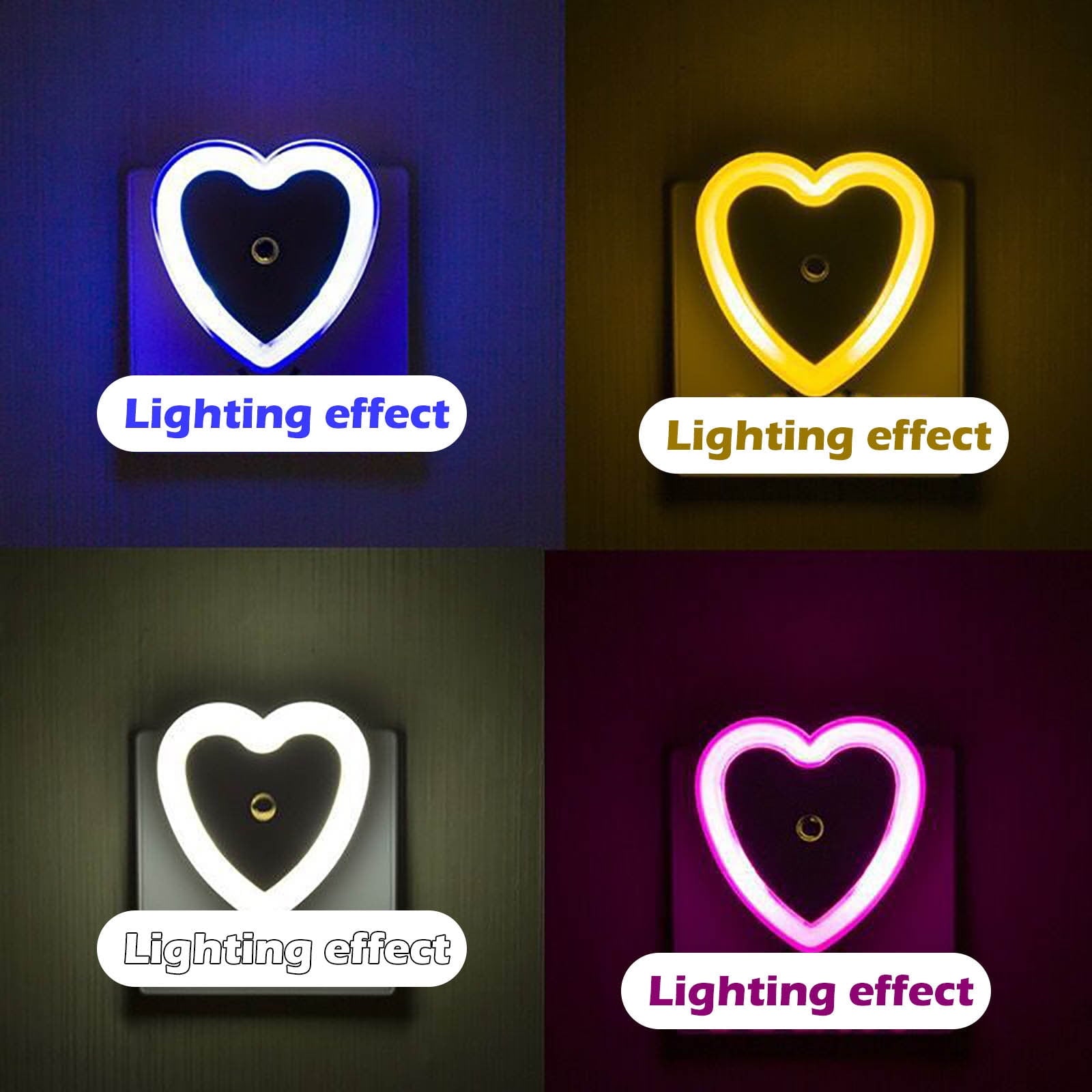 Eguiwyn Night light Heart Shape Plug-in Intelligent Light Sensor Control LED Night Light Lamp For Bedroom V1189-LWWAL-20260325-02809