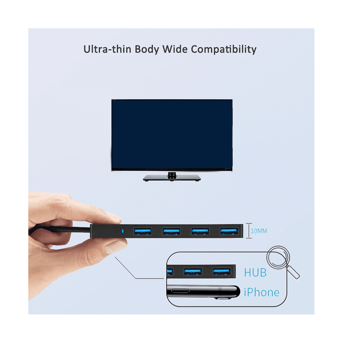 Ckepdyeh 4-Port USB 3.0 Splitter Hub, Plastic Black V1189-LWWAL-20260325-02814