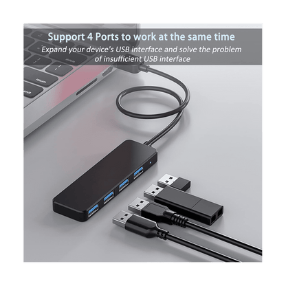 Ckepdyeh 4-Port USB 3.0 Splitter Hub, Plastic Black V1189-LWWAL-20260325-02814