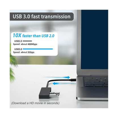 Ckepdyeh 4-Port USB 3.0 Splitter Hub, Plastic Black V1189-LWWAL-20260325-02814