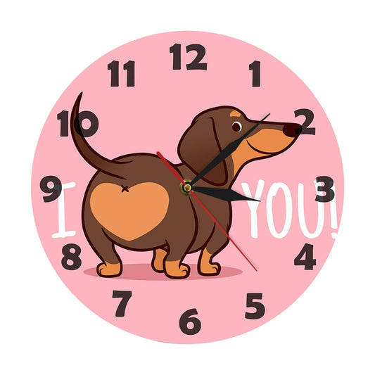 JWDX Wall Clock, Cartoon Wall Clock, Clearance Sausage Dog Wall Clock I Love You Express Clock Home Living V1189-LWWAL-20260325-02831
