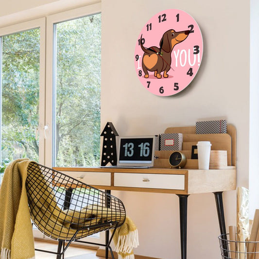 JWDX Wall Clock, Cartoon Wall Clock, Clearance Sausage Dog Wall Clock I Love You Express Clock Home Living V1189-LWWAL-20260325-02831