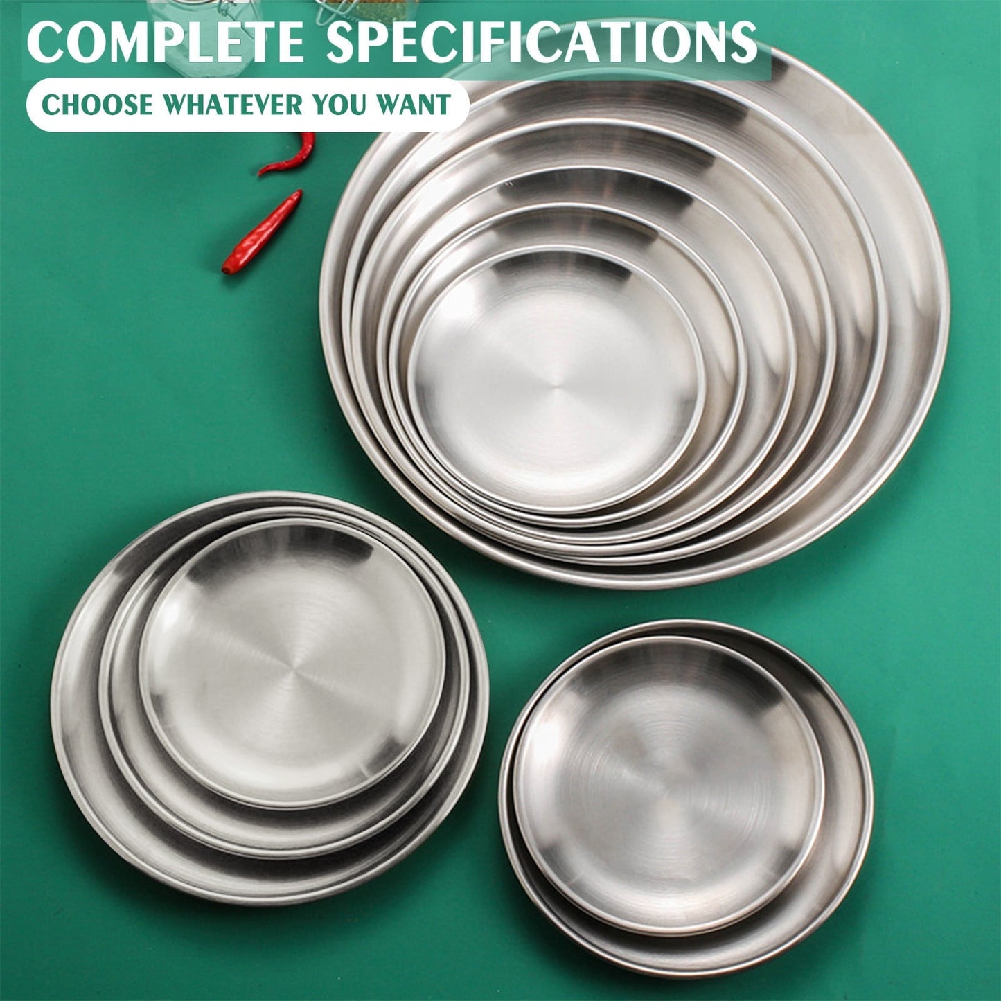 JWDX Kitchen, Kitchen Tools Clearance, Pizza Pan Set Chef Stainless Steel Round Baking Pizza Pans Pizza Tray V1189-LWWAL-20260325-02832