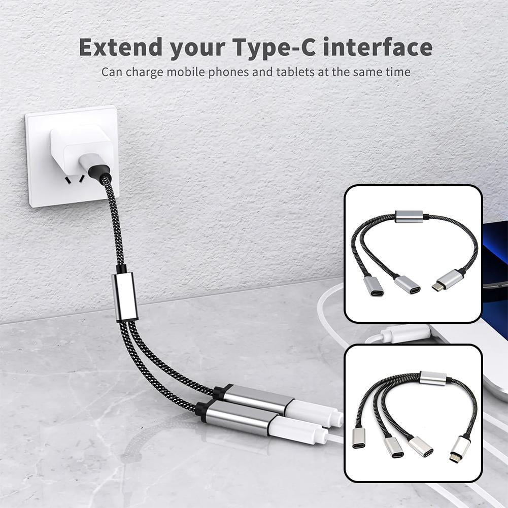USB C Splitter, USB C to USB C Female Adapter, 2/3 Ports 1 to 2 V1189-LWWAL-20260325-02835