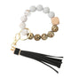 JWDX Ring, Hangs Clearance! Silicone Key Ring Bracelet, Women Beaded Bangle Keychain Wristlet Leather Tassel F V1189-LWWAL-20260325-02844