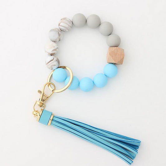 Clearance! JWDX Hanging Ornament Clearance Silicone Key Ring Bracelet, Women Beaded Bangle Keychain Wristlet V1189-LWWAL-20260325-02874