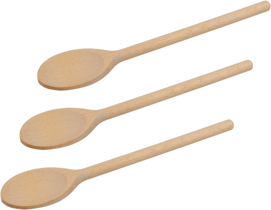 3Pcs 10 Inch Long Wooden Spoons for Cooking - Oval Wood Mixing Spoons for Baking, Cooking, Stirring - Sauce V1189-LWWAL-20260325-02948