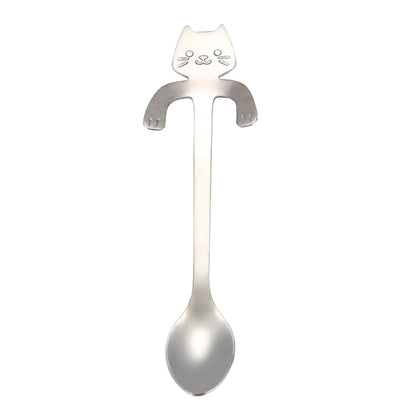 JWDX Tableware Clearance! Cat Spoon Short Handle Spoons Flatware Coffee Drinking Tools Kitchen Gadge, V1189-LWWAL-20260325-03022