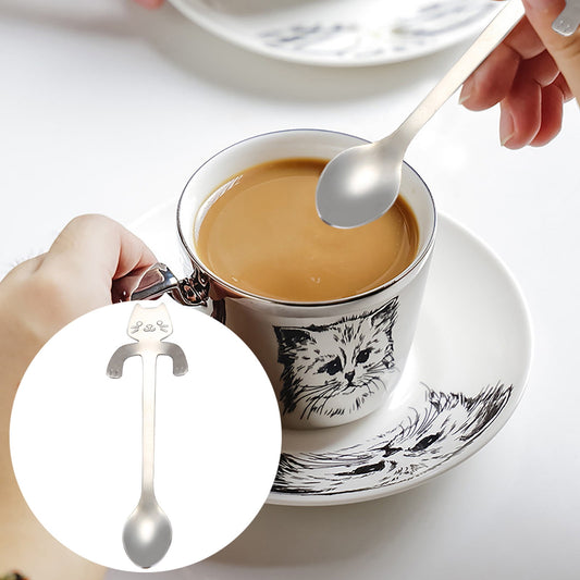 JWDX Tableware Clearance! Cat Spoon Short Handle Spoons Flatware Coffee Drinking Tools Kitchen Gadge, V1189-LWWAL-20260325-03022