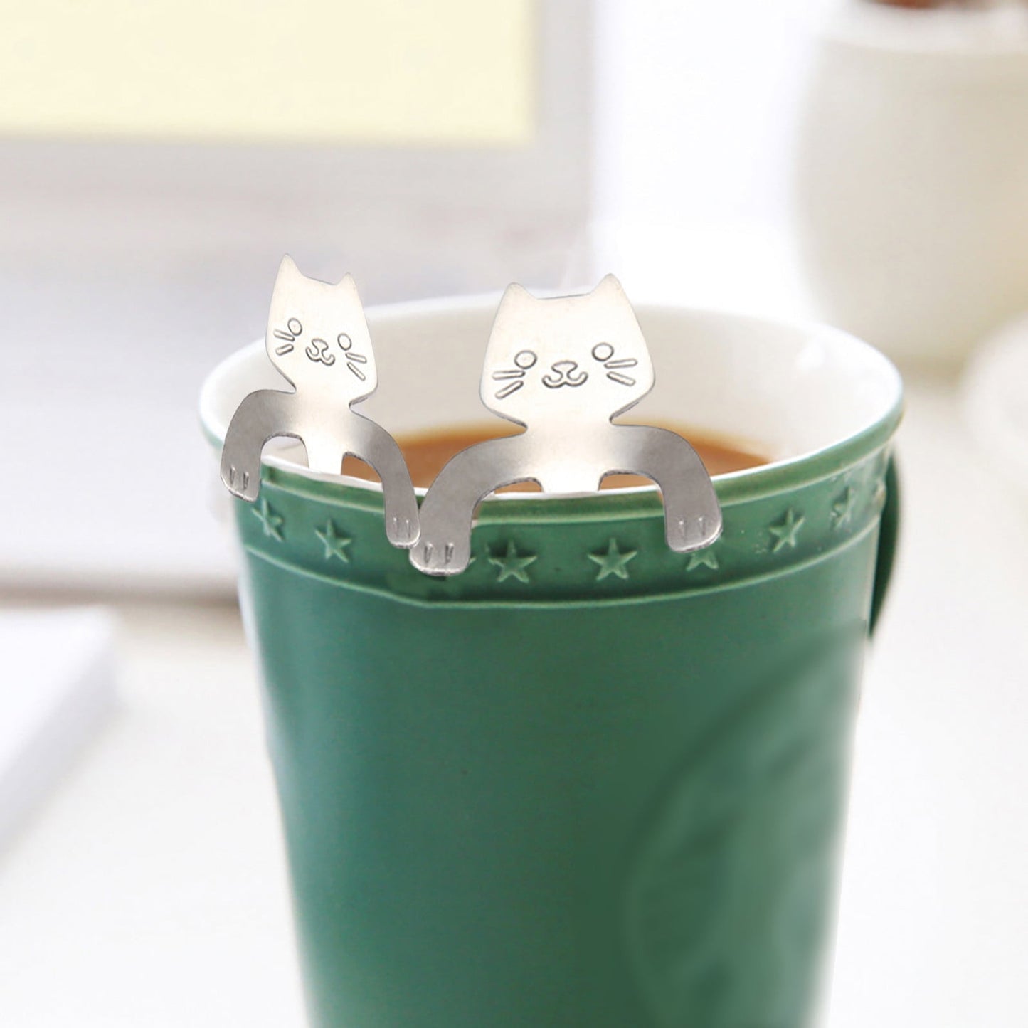 JWDX Tableware Clearance! Cat Spoon Short Handle Spoons Flatware Coffee Drinking Tools Kitchen Gadge, V1189-LWWAL-20260325-03022