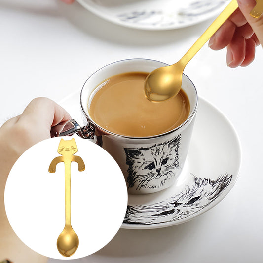 JWDX Tableware Clearance! Cat Spoon Short Handle Spoons Flatware Coffee Drinking Tools Kitchen Gadge, V1189-LWWAL-20260325-03023
