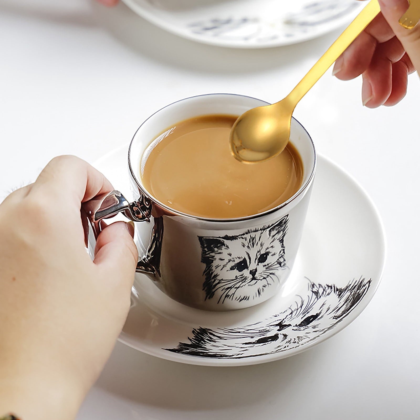JWDX Tableware Clearance! Cat Spoon Short Handle Spoons Flatware Coffee Drinking Tools Kitchen Gadge, V1189-LWWAL-20260325-03023