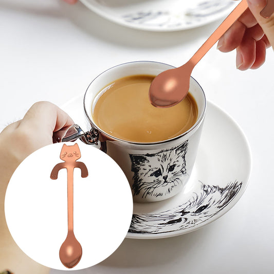 JWDX Tableware Clearance! Cat Spoon Short Handle Spoons Flatware Coffee Drinking Tools Kitchen Gadge, V1189-LWWAL-20260325-03024