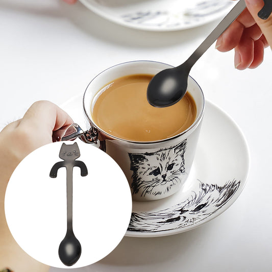 JWDX Tableware Clearance! Cat Spoon Short Handle Spoons Flatware Coffee Drinking Tools Kitchen Gadge, V1189-LWWAL-20260325-03025