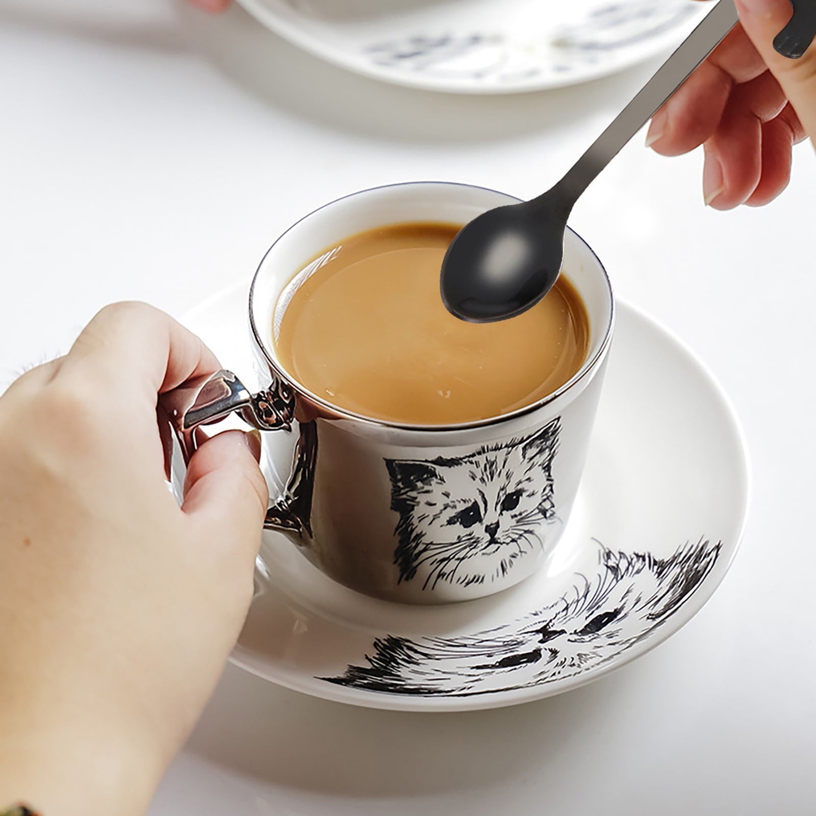 JWDX Tableware Clearance! Cat Spoon Short Handle Spoons Flatware Coffee Drinking Tools Kitchen Gadge, V1189-LWWAL-20260325-03025
