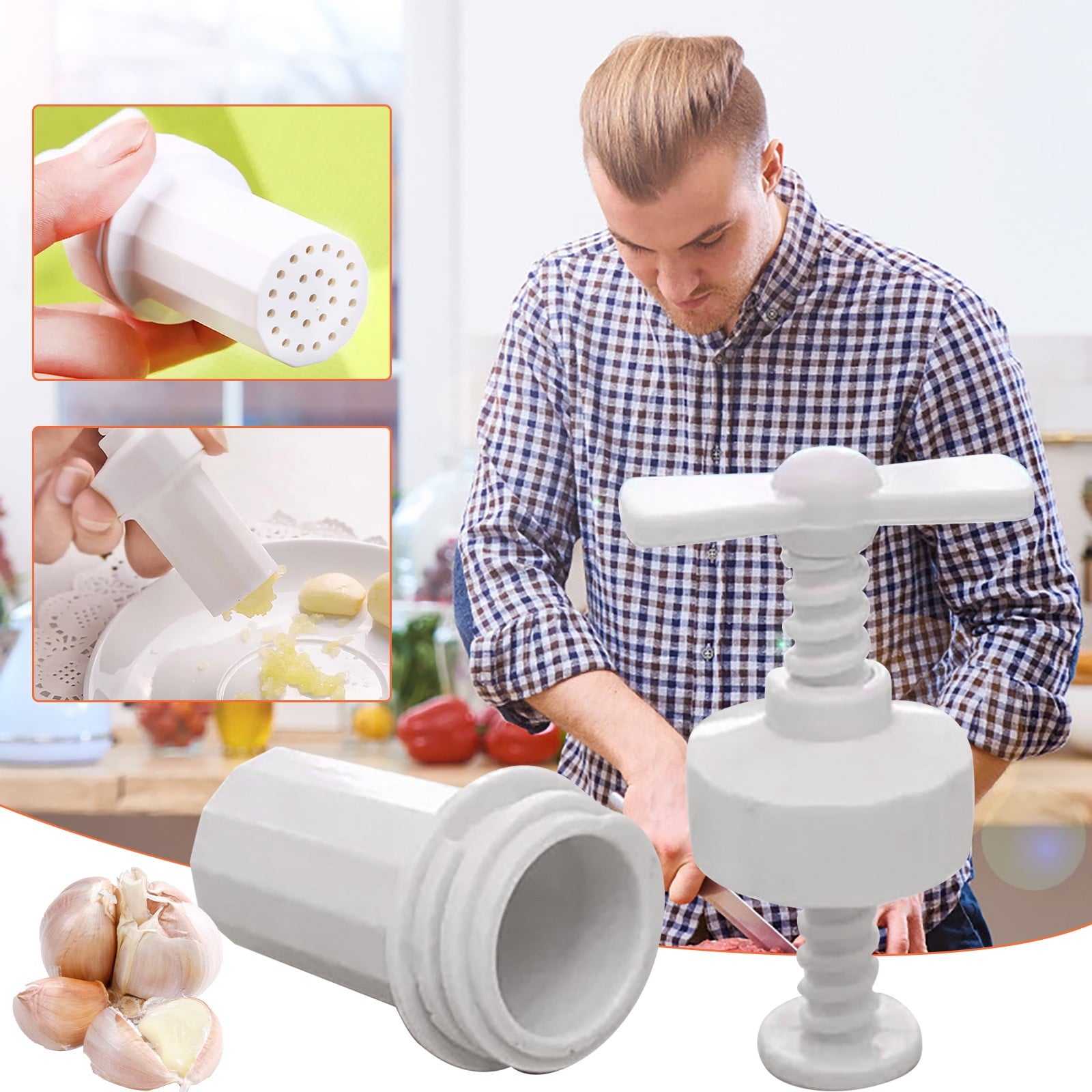 JWDX Garlic Press Clearance! Useful Garlic Crusher Sharpener Plastic Case Peeler Press Kitchen Garlic Press, V1189-LWWAL-20260325-03036