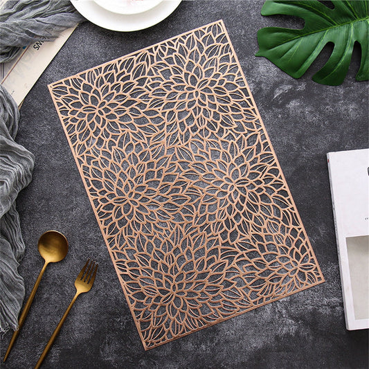 JWDX Placemat Clearance! Rectangular Flower Pvc Placemat Home Daily Table Decoration Pvc Hot Gold Placemat, V1189-LWWAL-20260325-03050