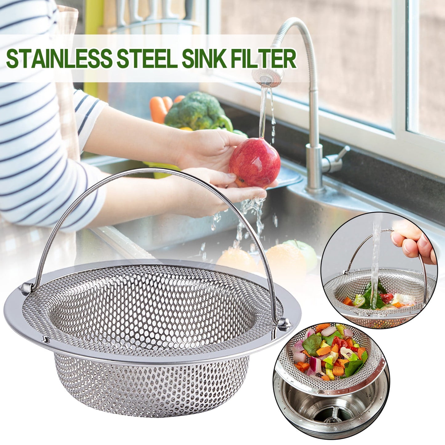 JWDX Strainers Clearance! Sink Strainer, Stainless Steel Kitchen Sink Strainer, Wide Edge, Suitable, Filter V1189-LWWAL-20260325-03076