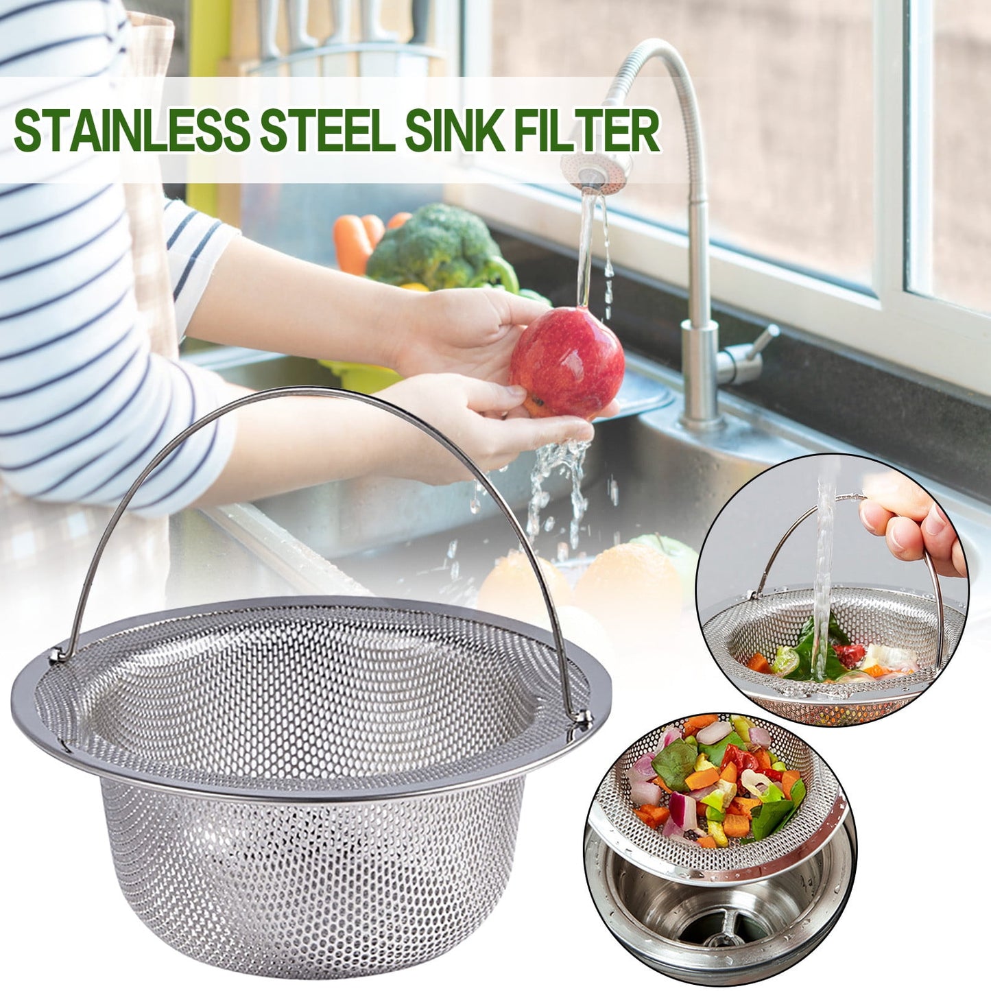 JWDX Strainers Clearance! Sink Strainer, Stainless Steel Kitchen Sink Strainer, Wide Edge, Suitable, Filter V1189-LWWAL-20260325-03077