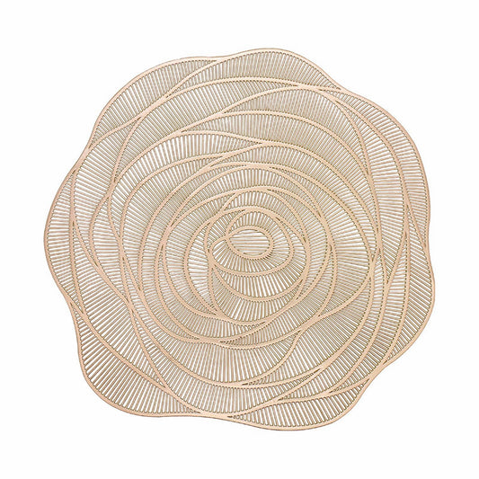 JWDX Placemat Clearance! Rose Vinyl Placemat Hollow Round Plastic Pvc Pressed Golden Dinning Table Mat Rose V1189-LWWAL-20260325-03078