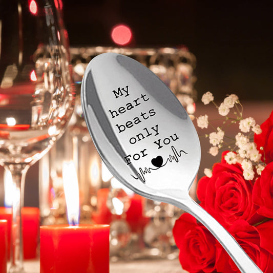 Clearance! JWDX Tableware Clearance Engraved Spoon Wonderful Present for Lover Couple and Girlfriend V1189-LWWAL-20260325-03083