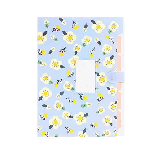 JWDX Office and Craft and Stationery Clearance! Floral 5-Fold Folder Blue Floral, A4 Organizer Expandable V1189-LWWAL-20260325-03099