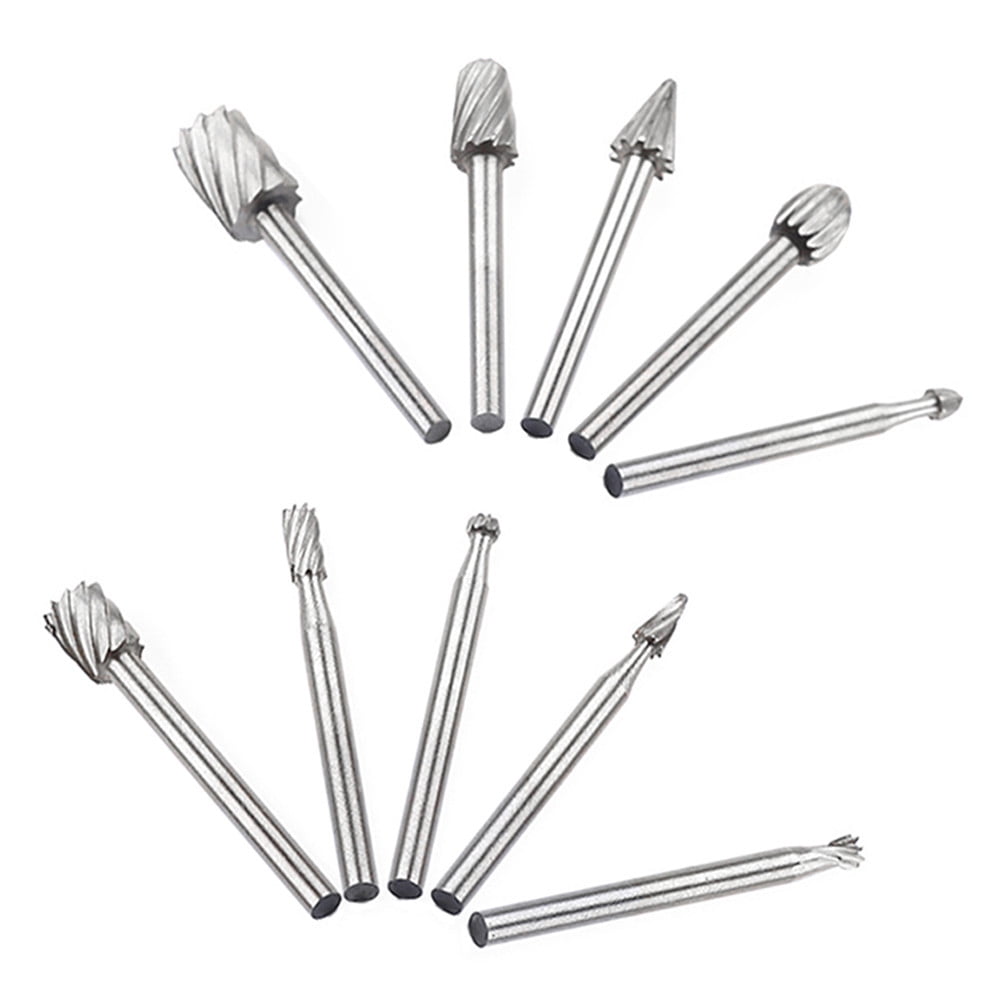 JWDX Drill Bit Clearance! 10Pcs Fine Needle Rotary Files White Diamond Drill Bits Silver, 10 Pcs/Set Hss V1189-LWWAL-20260325-03110