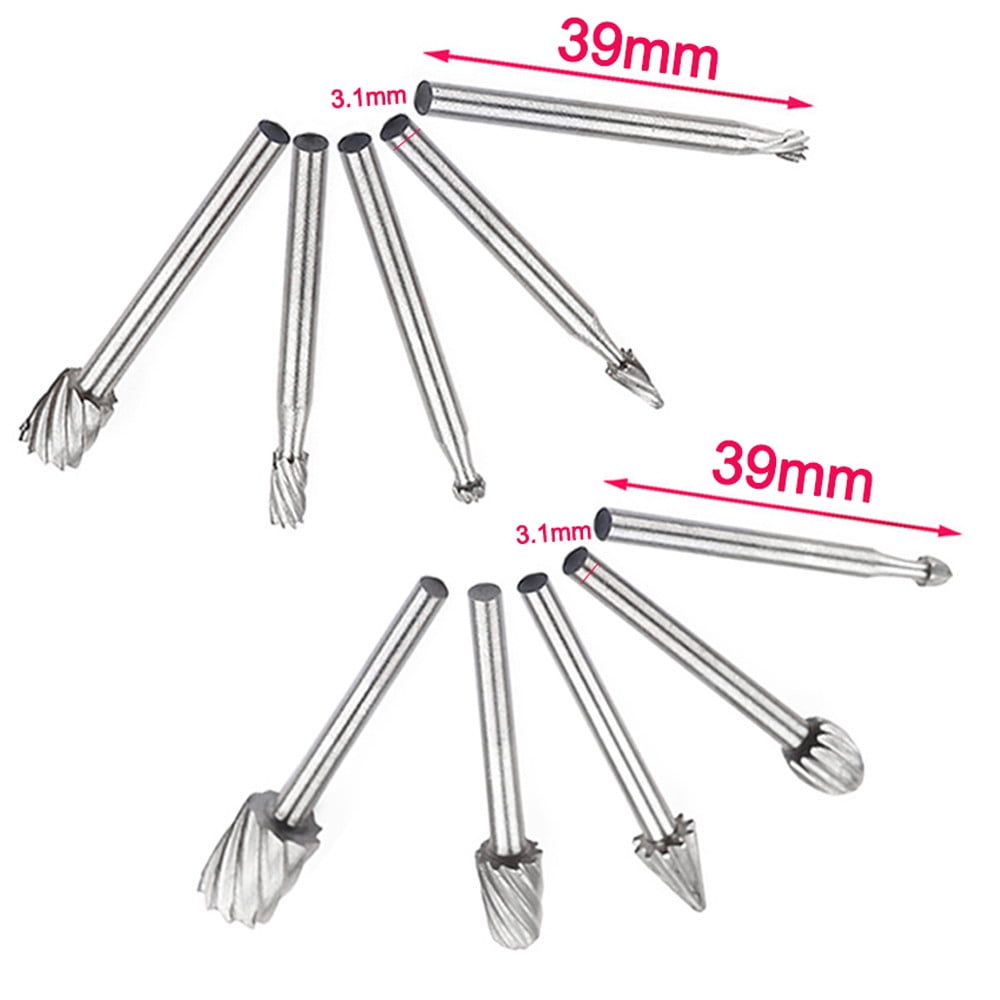 JWDX Drill Bit Clearance! 10Pcs Fine Needle Rotary Files White Diamond Drill Bits Silver, 10 Pcs/Set Hss V1189-LWWAL-20260325-03110