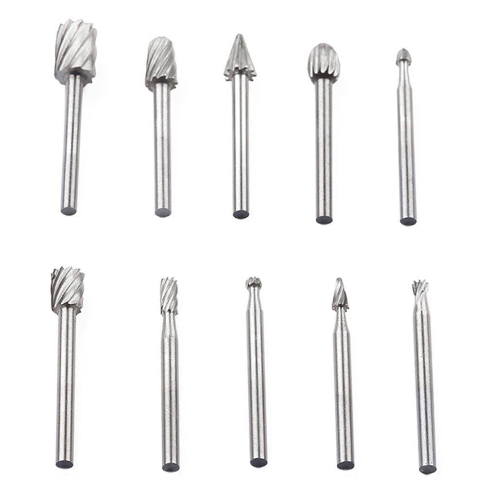 JWDX Drill Bit Clearance! 10Pcs Fine Needle Rotary Files White Diamond Drill Bits Silver, 10 Pcs/Set Hss V1189-LWWAL-20260325-03110