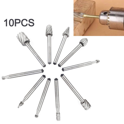 JWDX Drill Bit Clearance! 10Pcs Fine Needle Rotary Files White Diamond Drill Bits Silver, 10 Pcs/Set Hss V1189-LWWAL-20260325-03110
