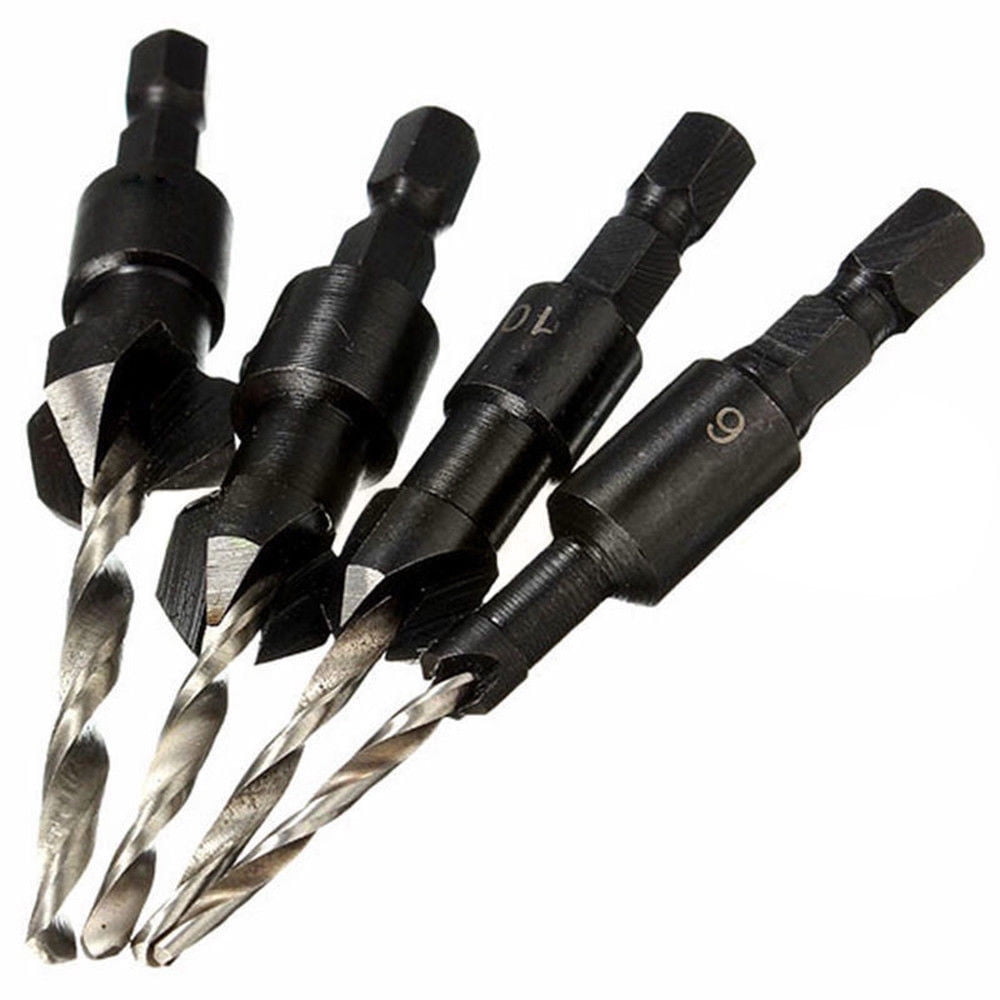 JWDX Drill Bit Clearance! 1/4" Quick Change Hex Shank Countersunk Drill Bit with Wrench 4 Pieces, Shank 1/4 V1189-LWWAL-20260325-03111
