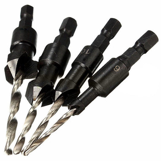 JWDX Drill Bit Clearance! 1/4" Quick Change Hex Shank Countersunk Drill Bit with Wrench 4 Pieces, Shank 1/4 V1189-LWWAL-20260325-03111
