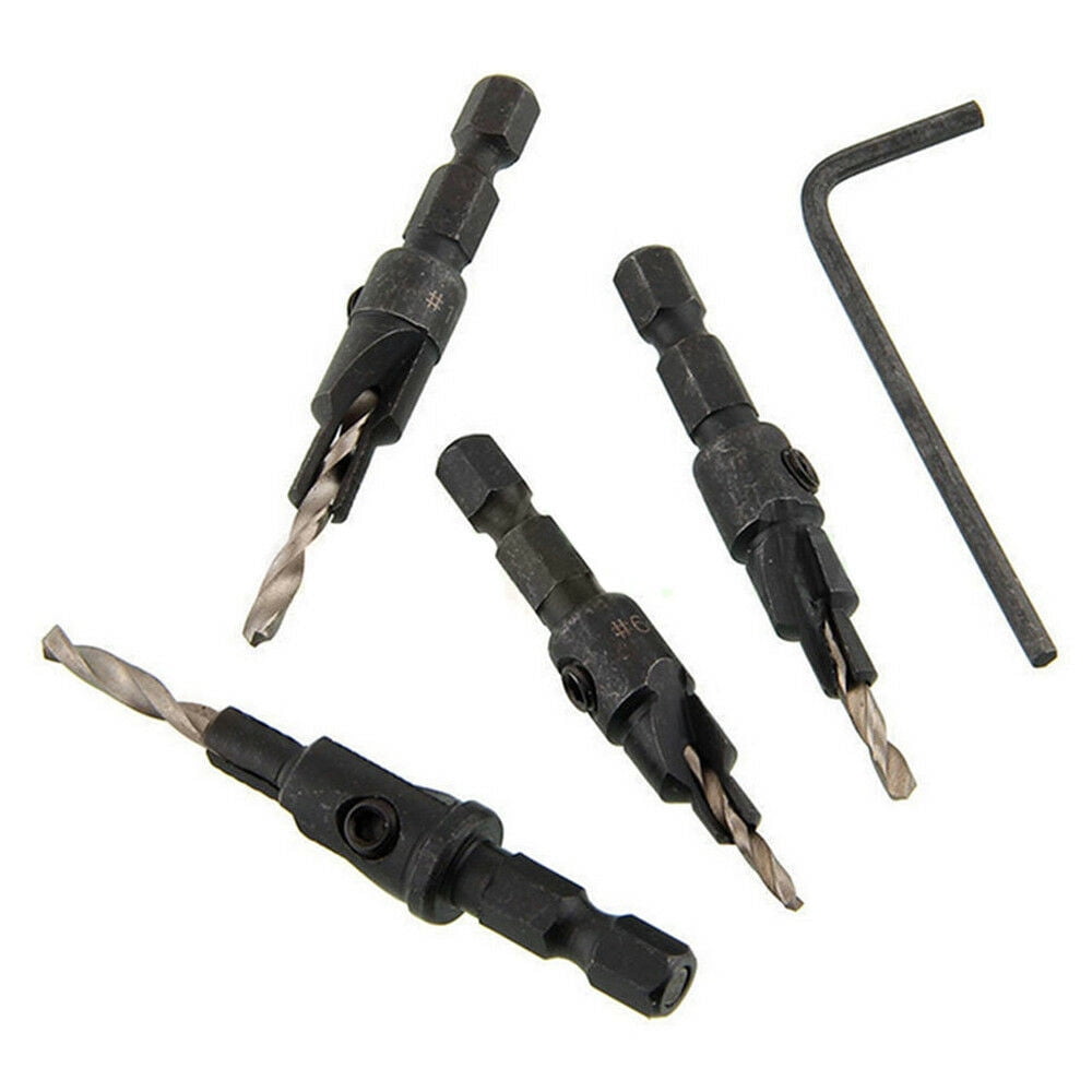 JWDX Drill Bit Clearance! 1/4" Quick Change Hex Shank Countersunk Drill Bit with Wrench 4 Pieces, Shank 1/4 V1189-LWWAL-20260325-03111