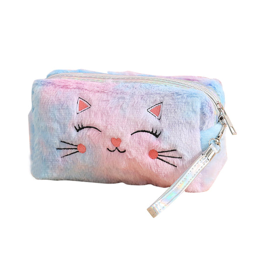 Clearance Back to School Supplies! JWDX Colorful Fluffy Cat Pvc Cosmetic Bag C, for Dormitories, Apartments, V1189-LWWAL-20260325-03160