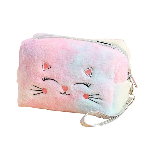 Clearance Back to School Supplies! JWDX Colorful Fluffy Cat Pvc Cosmetic Bag C, for Dormitories, Apartments, V1189-LWWAL-20260325-03161