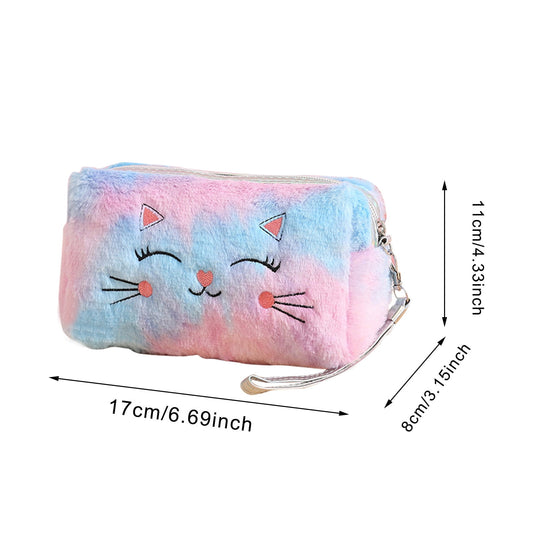 Clearance Back to School Supplies! JWDX Colorful Fluffy Cat Pvc Cosmetic Bag C, for Dormitories, Apartments, V1189-LWWAL-20260325-03162