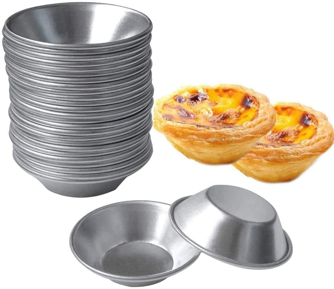 25 Pack Egg Tart Molds Tiny Pie Tartlets Dessert Mold Pans Tin Puto Cup Bakeware Muffin Cupcake Cake Cookie V1189-LWWAL-20260325-03165