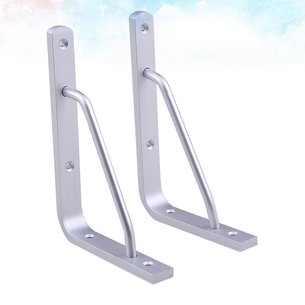 Worgeous 2 PCS Heavy Duty Shelf Brackets Thickened Silver Shelf Support Bracket Aluminium Alloy Practical V1189-LWWAL-20260327-03286