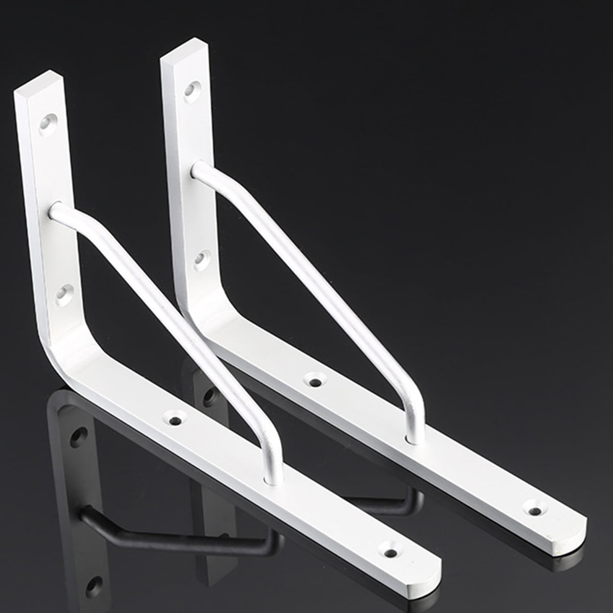 Worgeous 2 PCS Heavy Duty Shelf Brackets Thickened Silver Shelf Support Bracket Aluminium Alloy Practical V1189-LWWAL-20260327-03286