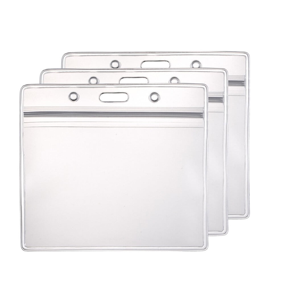 Ortofally 10pcs Transparent Waterproof Business ID Badge Holder for Office School (Horizontal Pattern) 10pcs V1189-LWWAL-20260327-03289