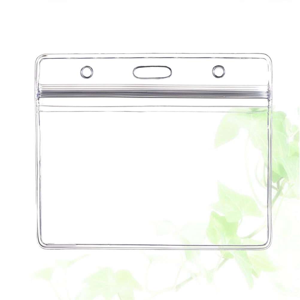Ortofally 10pcs Transparent Waterproof Business ID Badge Holder for Office School (Horizontal Pattern) 10pcs V1189-LWWAL-20260327-03289