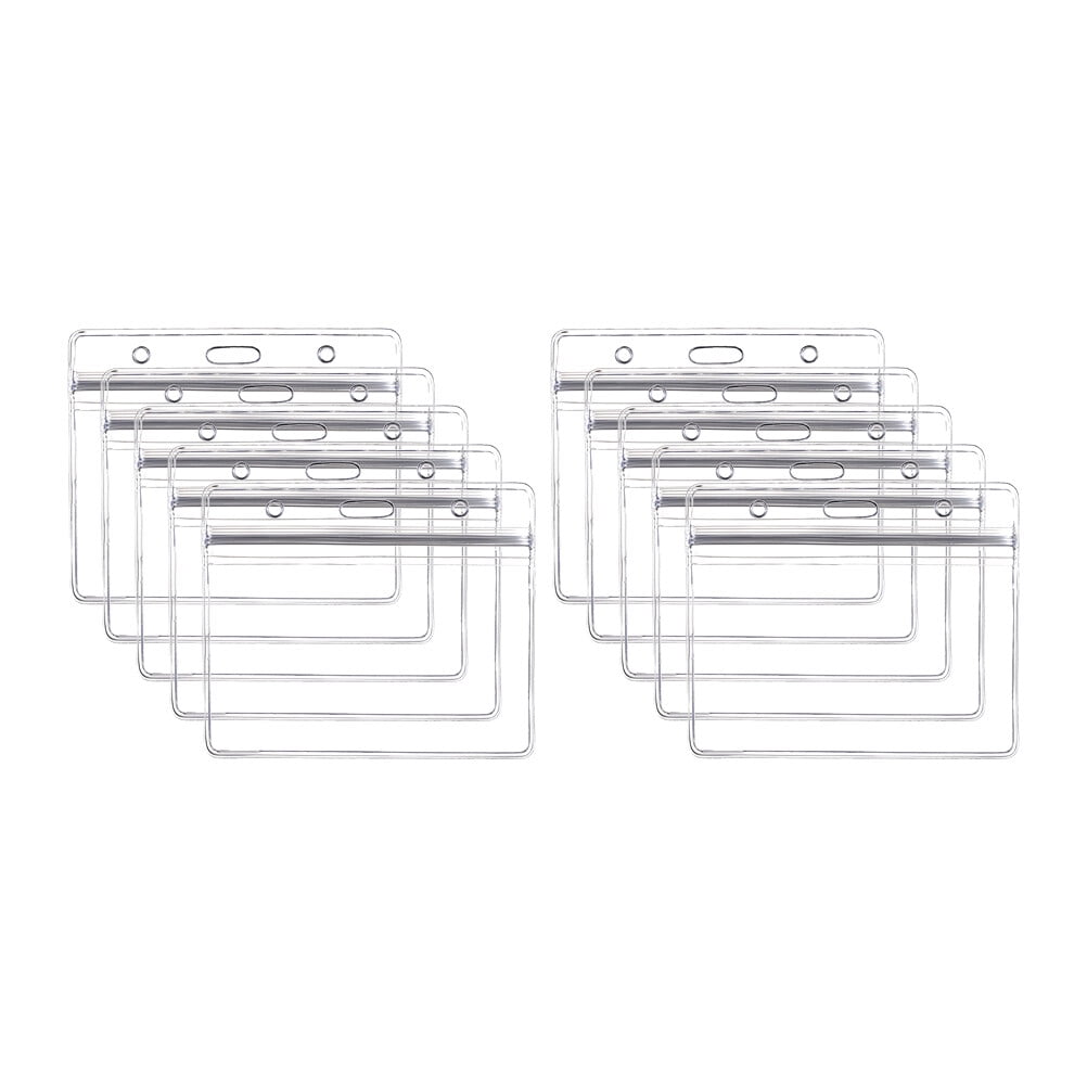 Ortofally 10pcs Transparent Waterproof Business ID Badge Holder for Office School (Horizontal Pattern) 10pcs V1189-LWWAL-20260327-03289