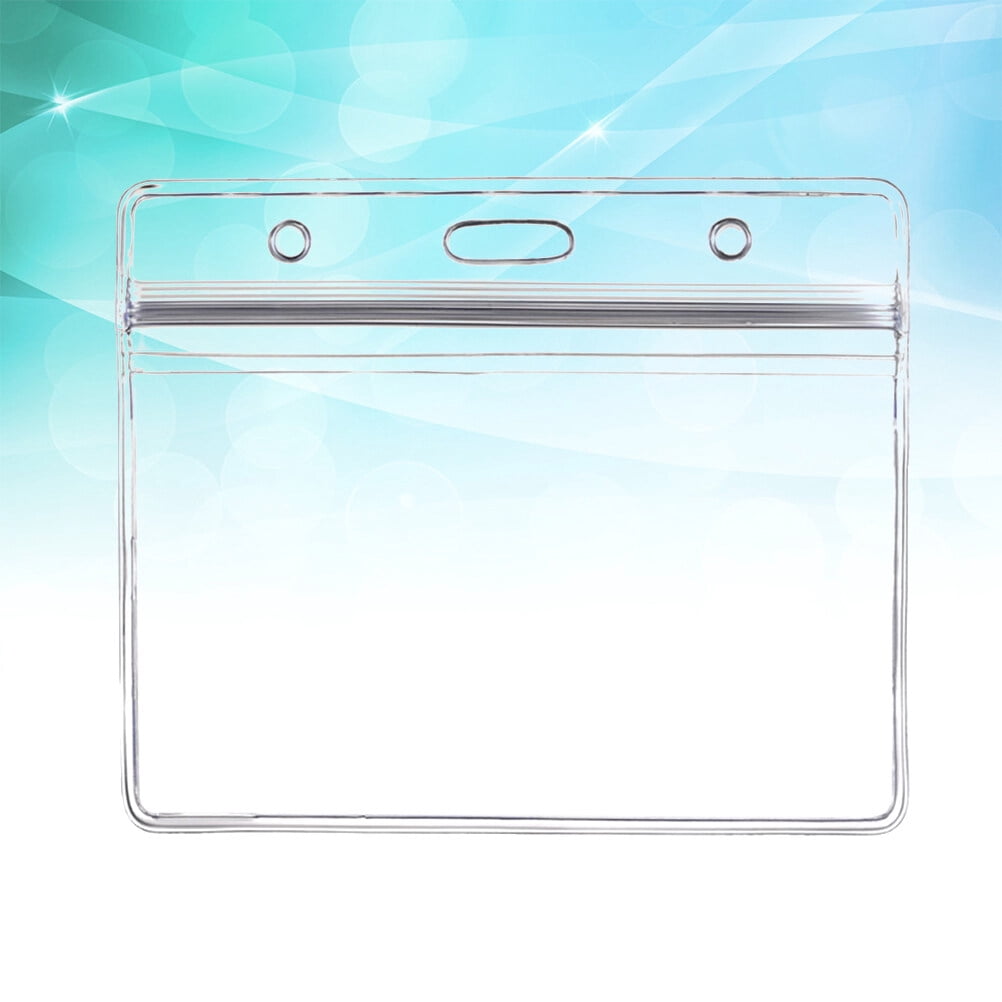 Ortofally 10pcs Transparent Waterproof Business ID Badge Holder for Office School (Horizontal Pattern) 10pcs V1189-LWWAL-20260327-03289