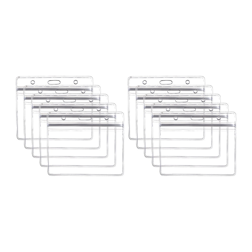 Ortofally 10pcs Transparent Waterproof Business ID Badge Holder for Office School (Horizontal Pattern) 10pcs V1189-LWWAL-20260327-03289